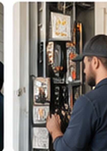 Electrician working on an electrical panel