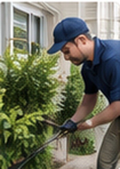 Pest control technician working outside